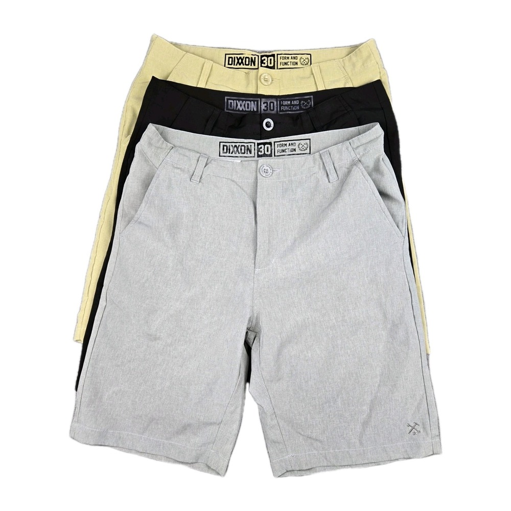 DIXXON Men's Flat Front Shorts - Light Gray, Black, Tan